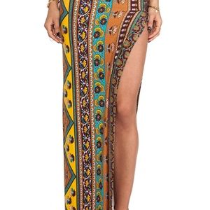 Novella Royale Viva Mustard Ethnic Floral Skirt